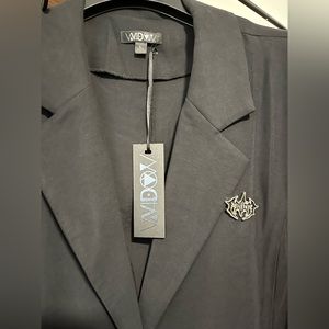 Dolls Kill WIDOW Women Black Blazer, front button closure, size L